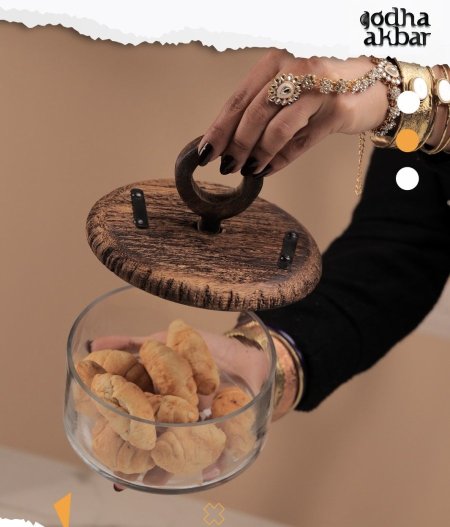 مضيفة زجاج مع غطا خشب (AFRICANO 16)