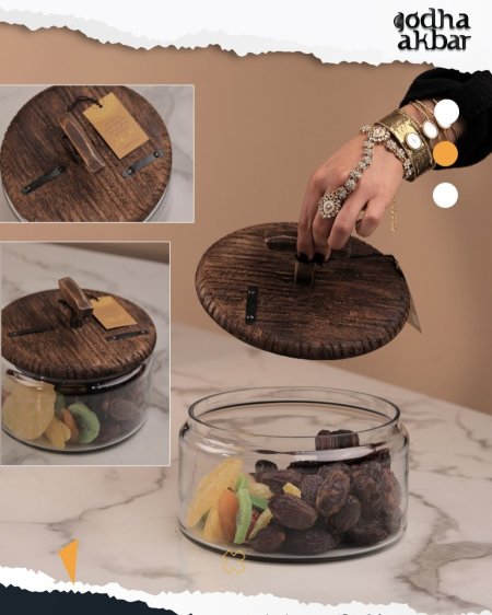 مضيفة زجاج مع غطا خشب (AFRICANO 12)