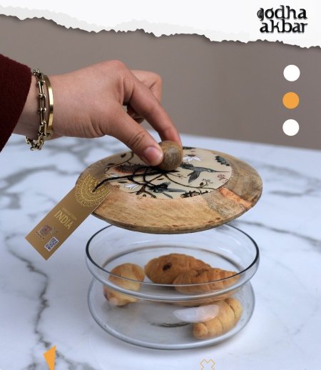 مضيفة زجاج وغطا خشب (HODU 34)