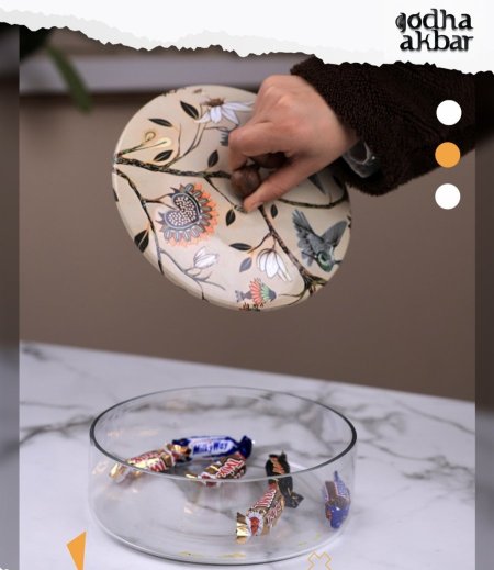 مضيفة زجاج مع غطا خشب (HODU 30)